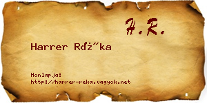Harrer Réka névjegykártya